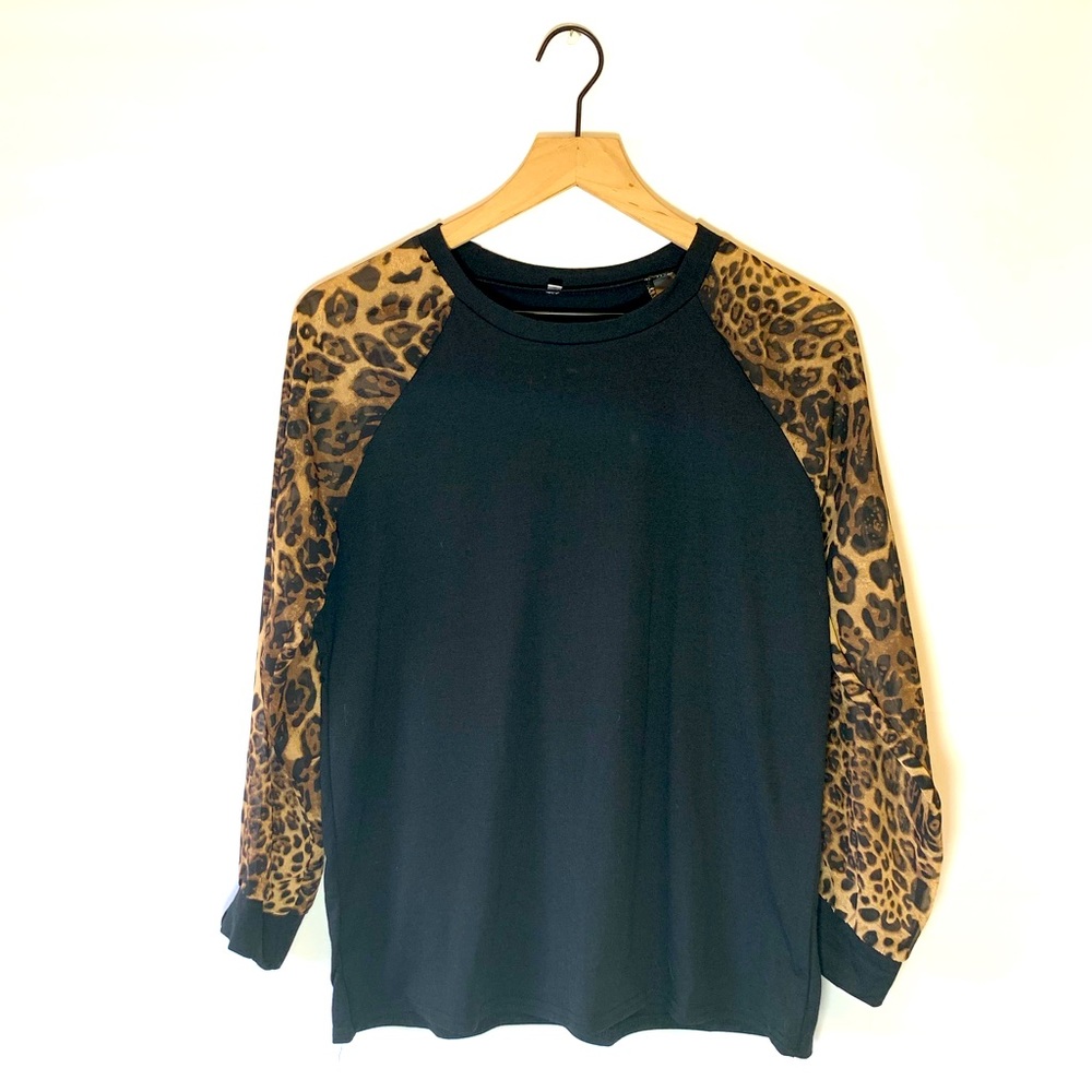 Black Cheetah Print long sleeve  X-large